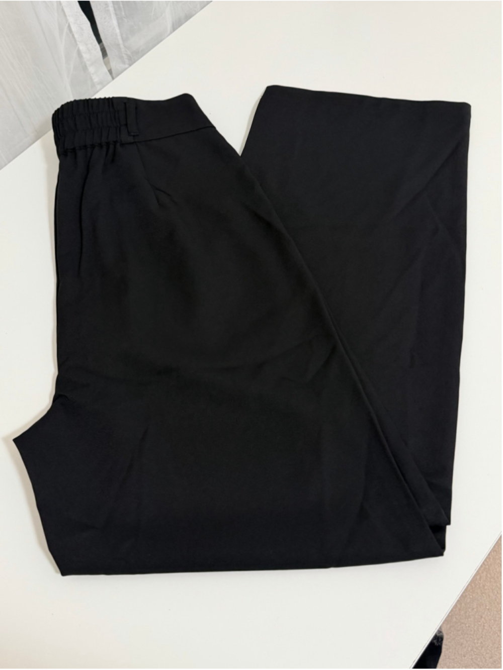 Halara Black High Waisted Pleated Wide Leg Trousers Pants Size 38